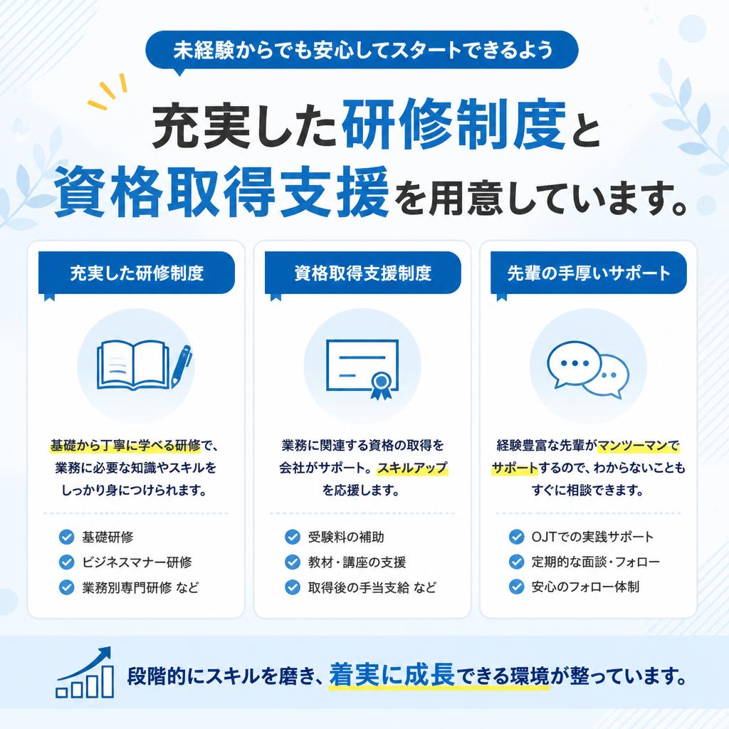 職人として成長するためのサポート体制