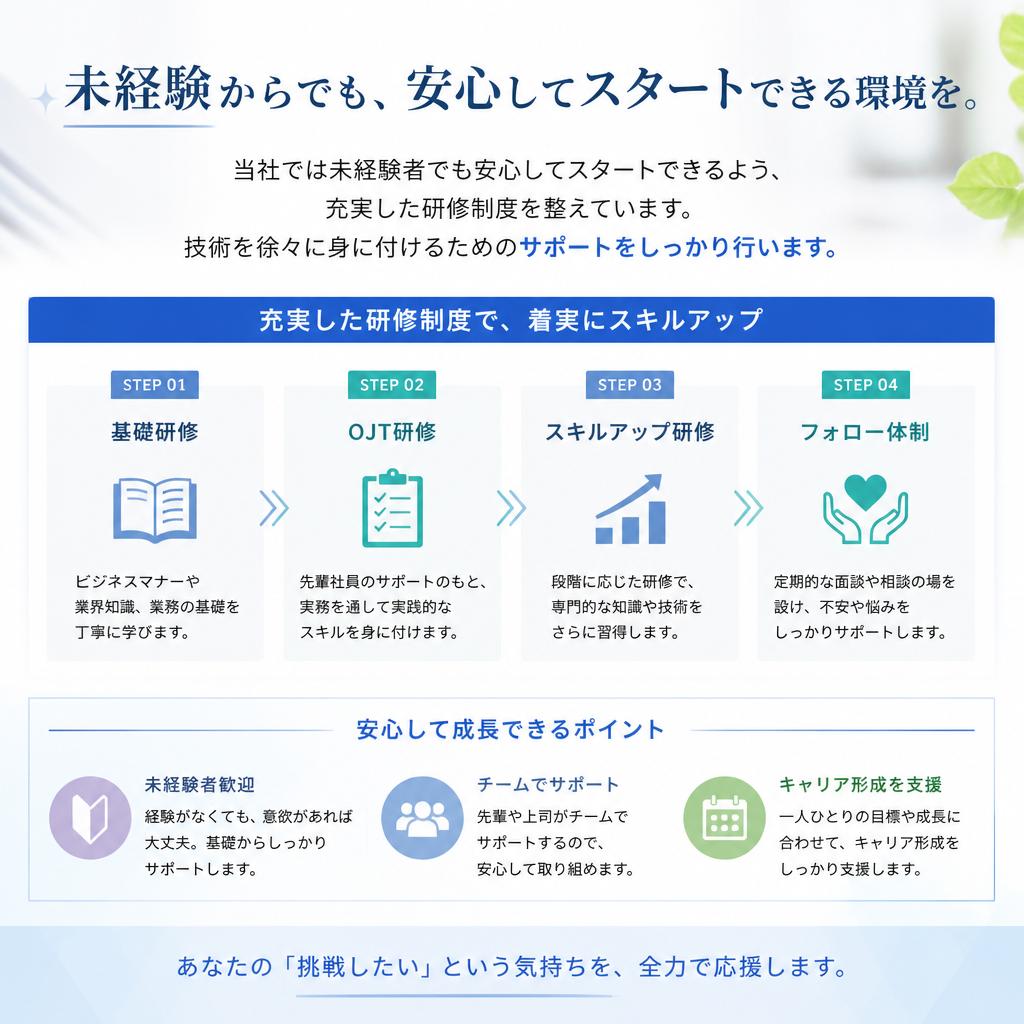 充実の研修制度とサポート体制