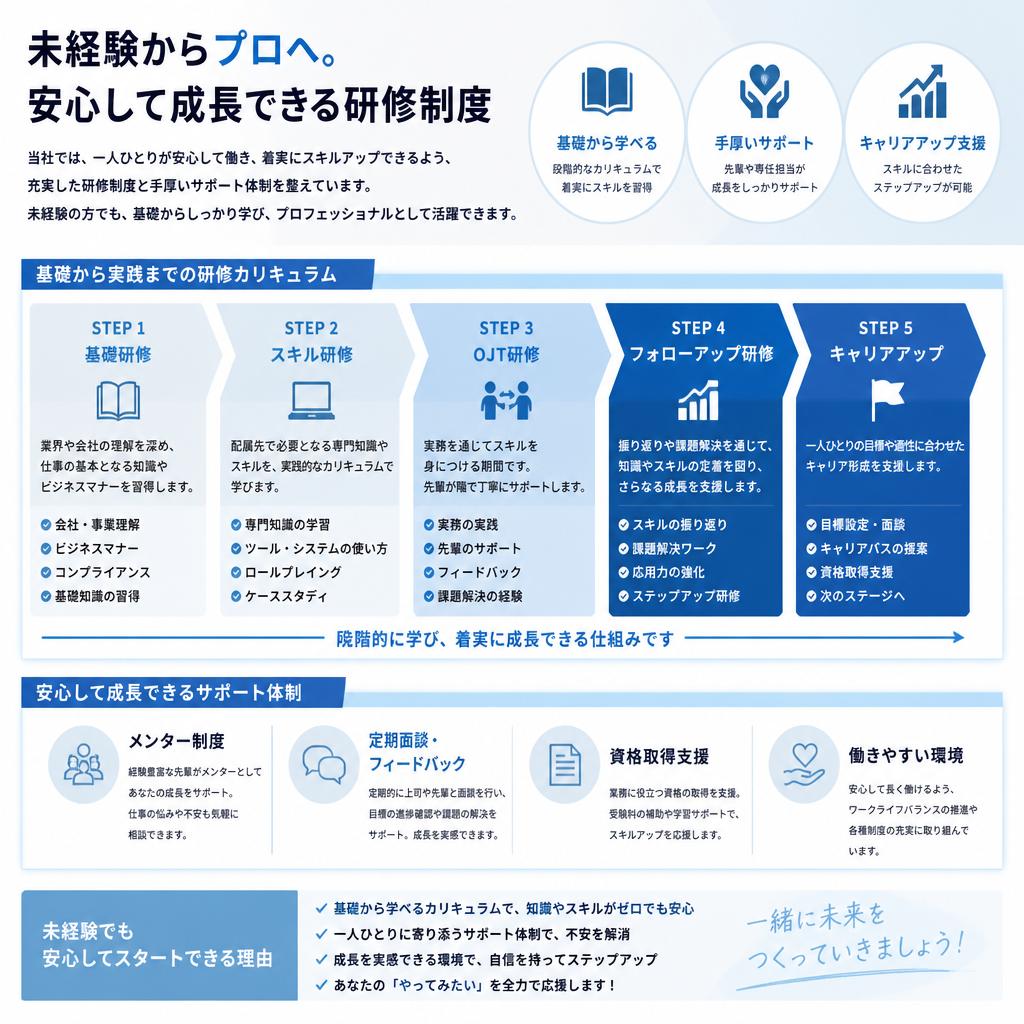 未経験からプロへ—研修制度の充実