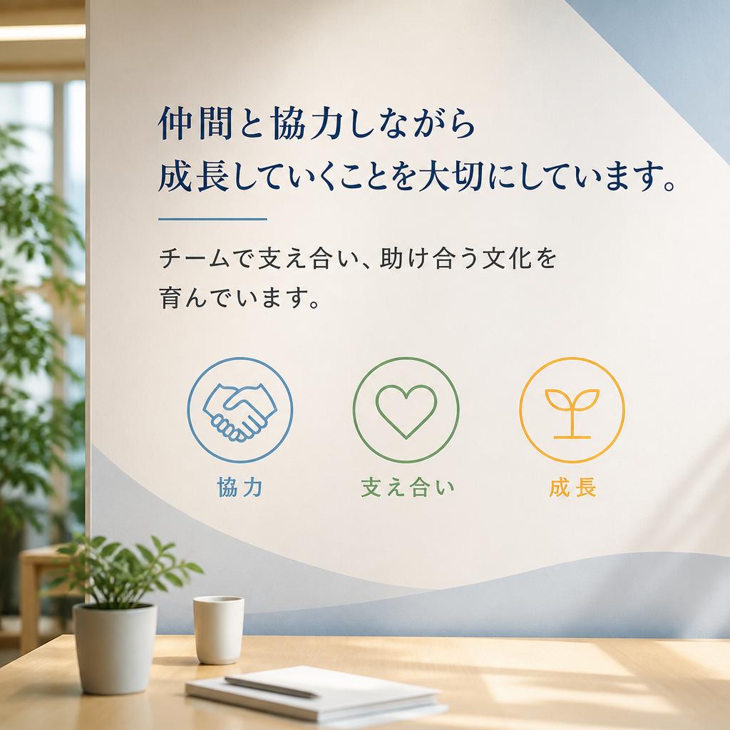 チームワークと成長を重視した職場環境