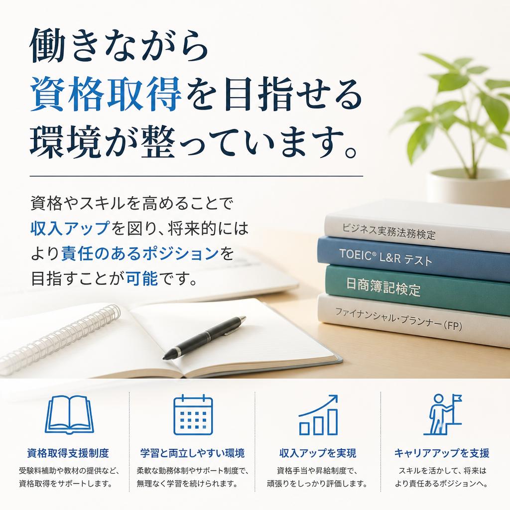 高収入の可能性！資格取得支援制度