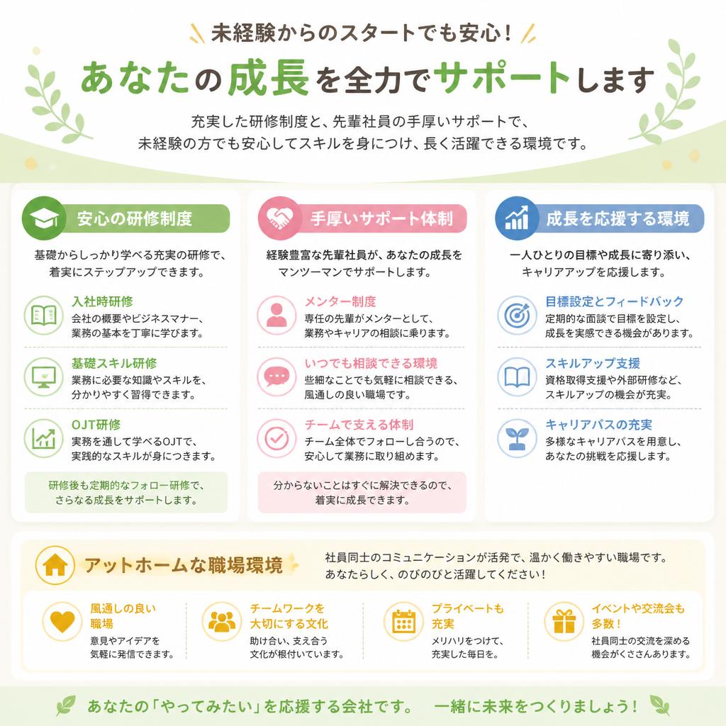 未経験者歓迎の充実したサポート体制