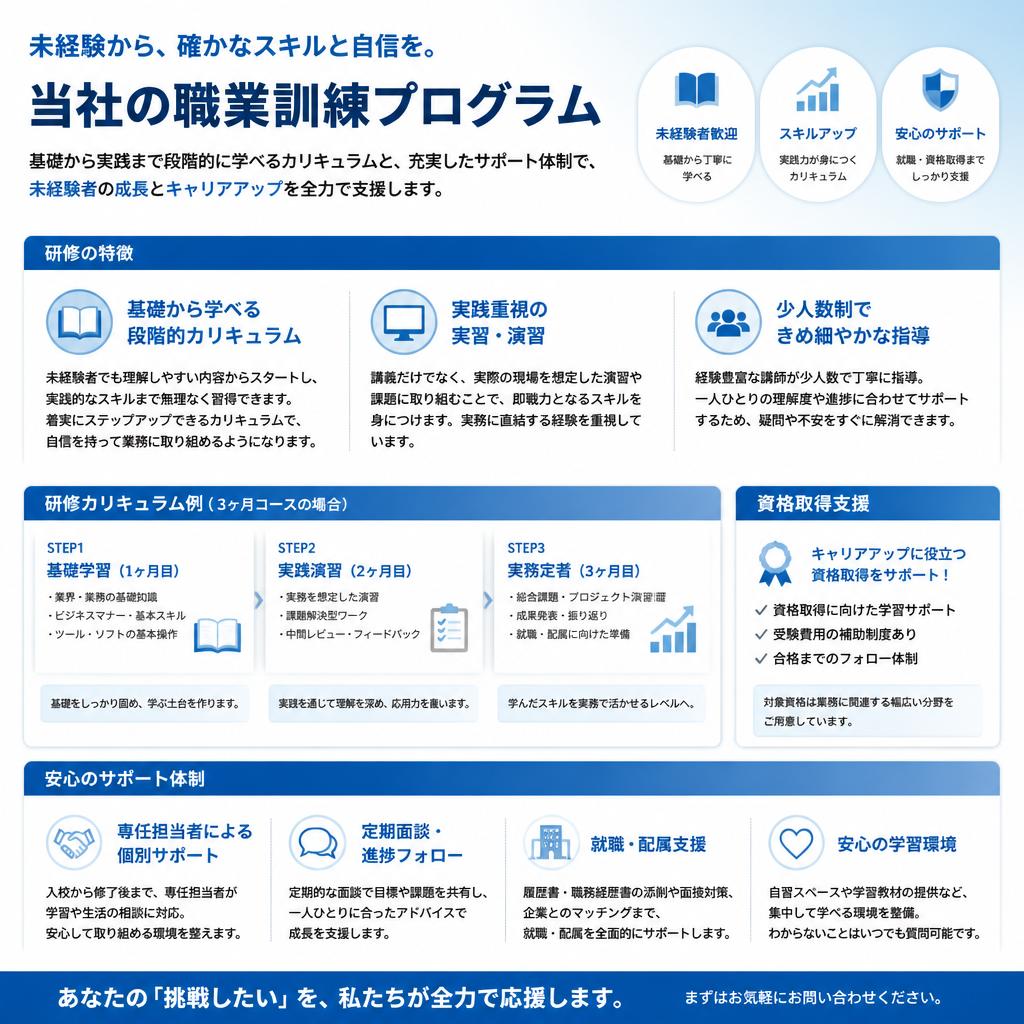 充実した職業訓練プログラム