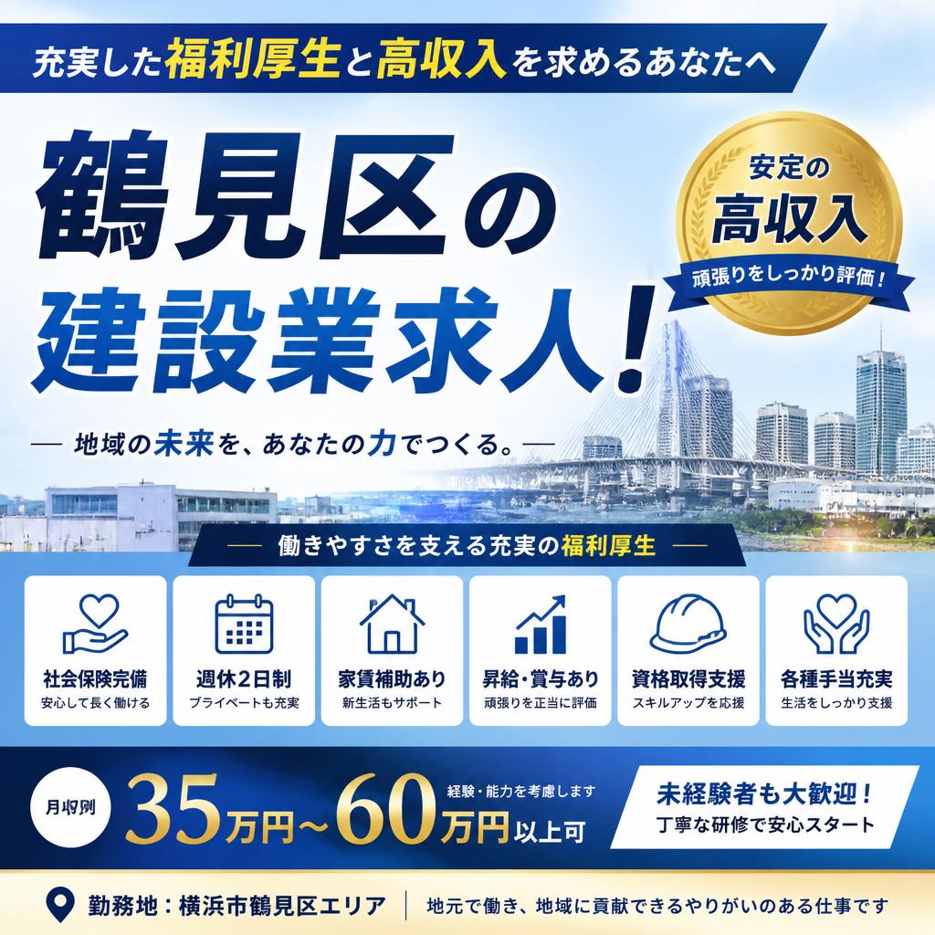 充実した福利厚生と高収入を求めるあなたへ、鶴見区の建設業求人！