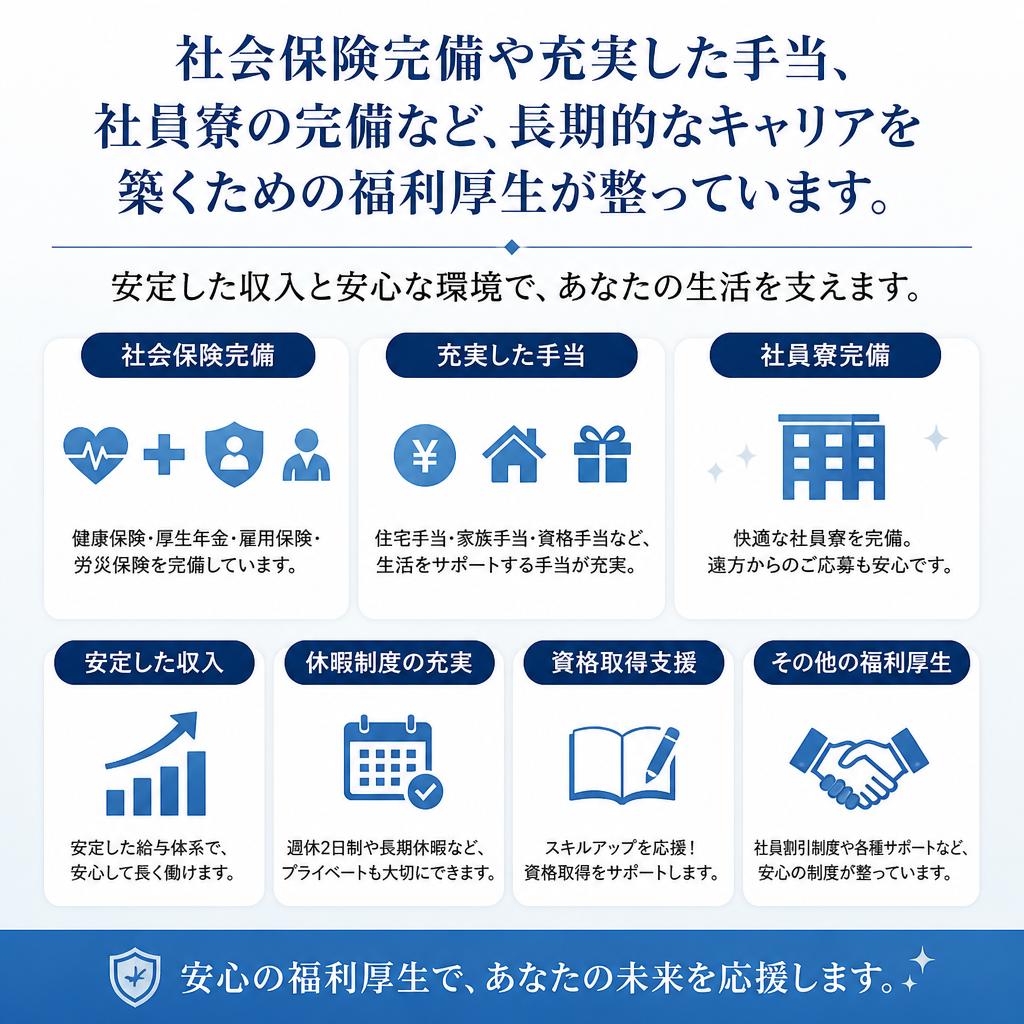 福利厚生が自慢！安心して働ける職場