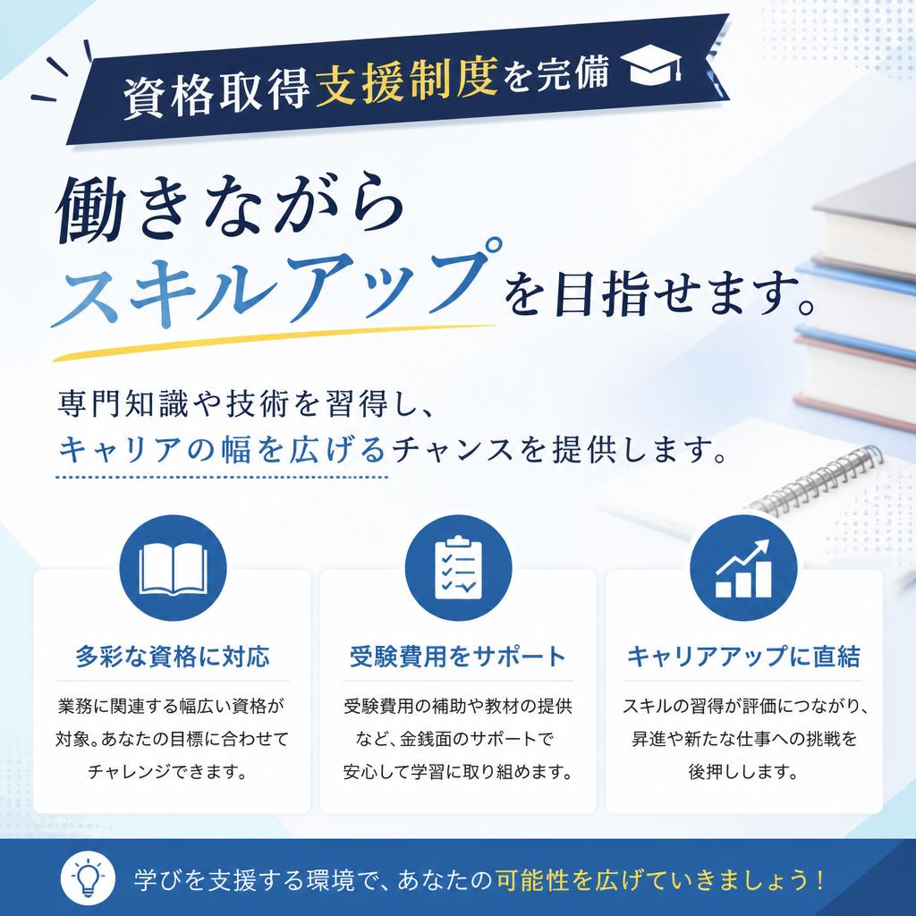 キャリア形成を支援！資格取得制度も充実