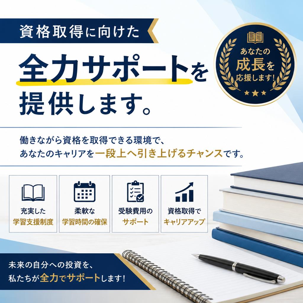資格取得支援制度でキャリアアップをサポート