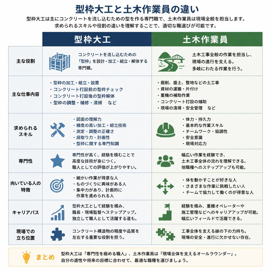 型枠大工と土木作業員の違い