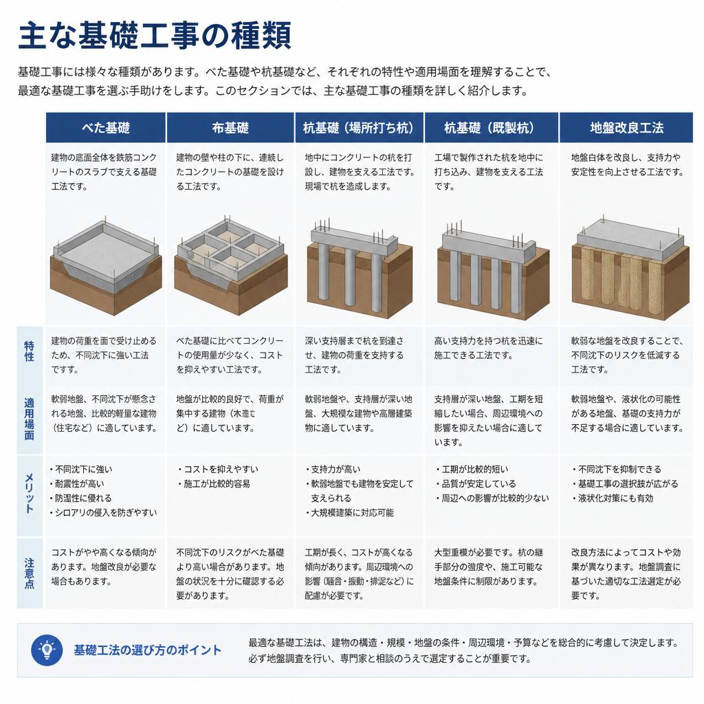 基礎工事の種類と特徴