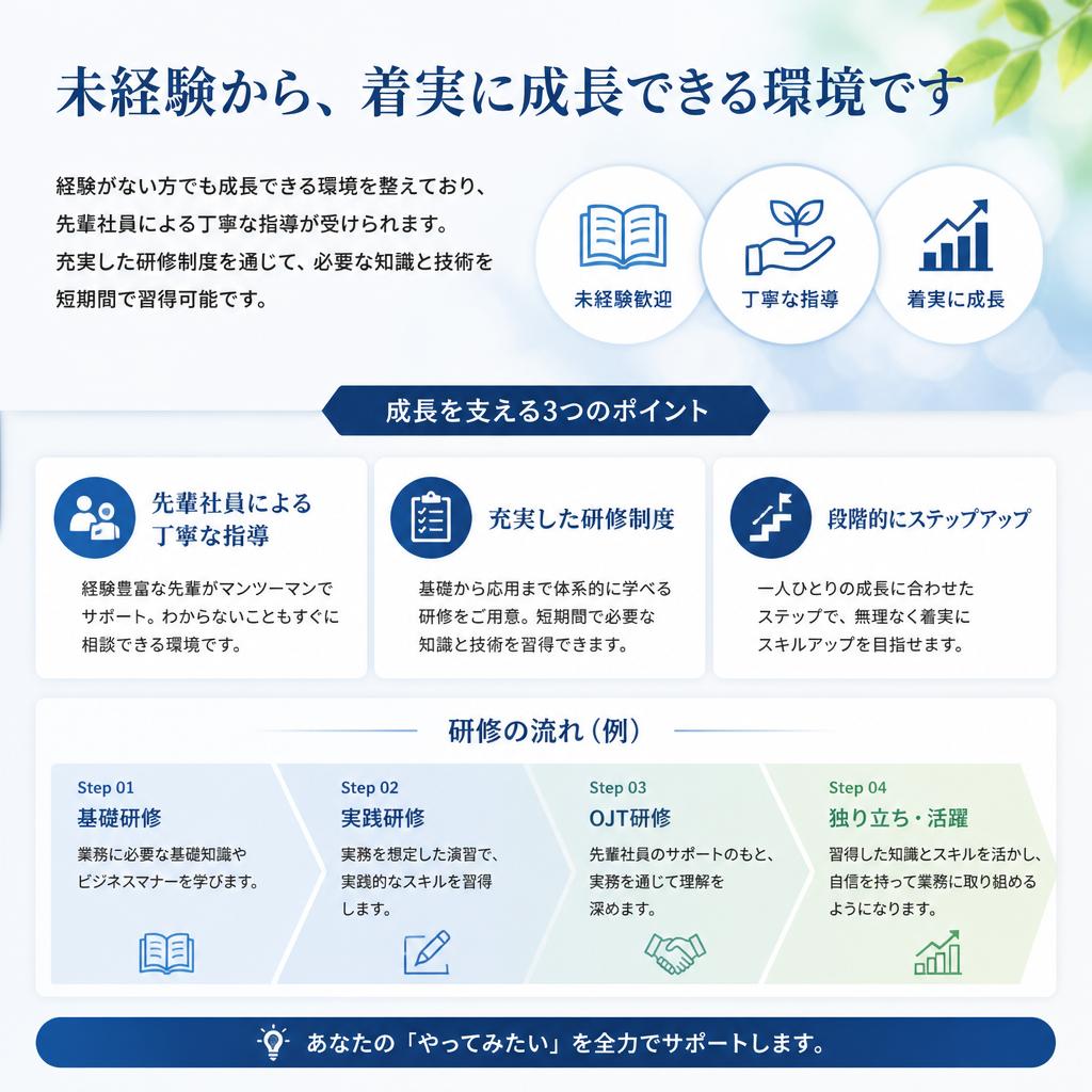 未経験でも安心のサポート体制