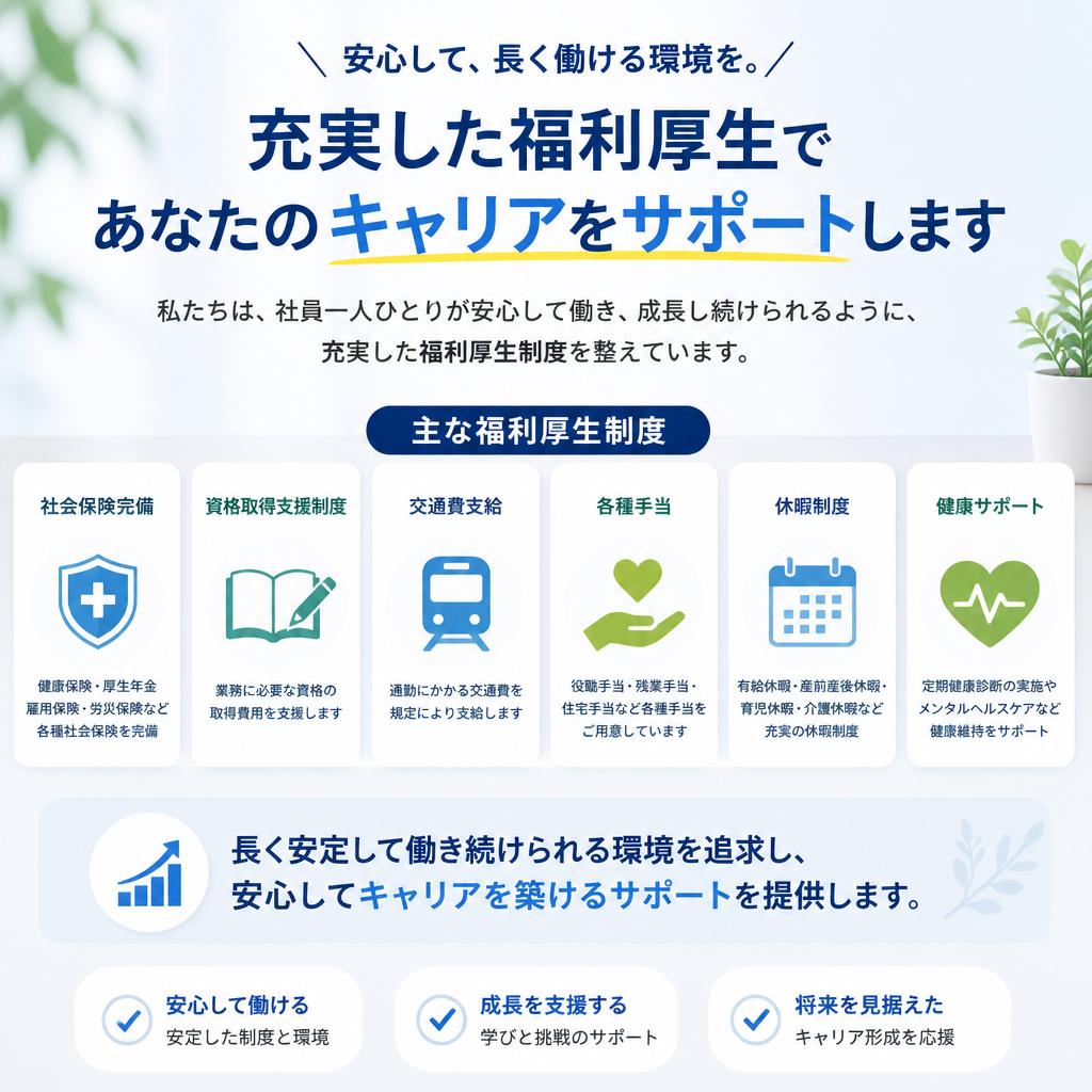 豊富な福利厚生で心強い働きやすさ