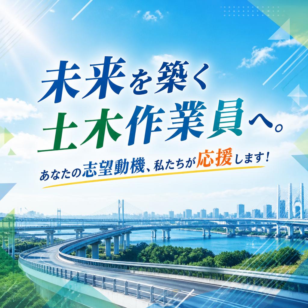 未来を築く土木作業員へ。あなたの志望動機、私たちが応援します！